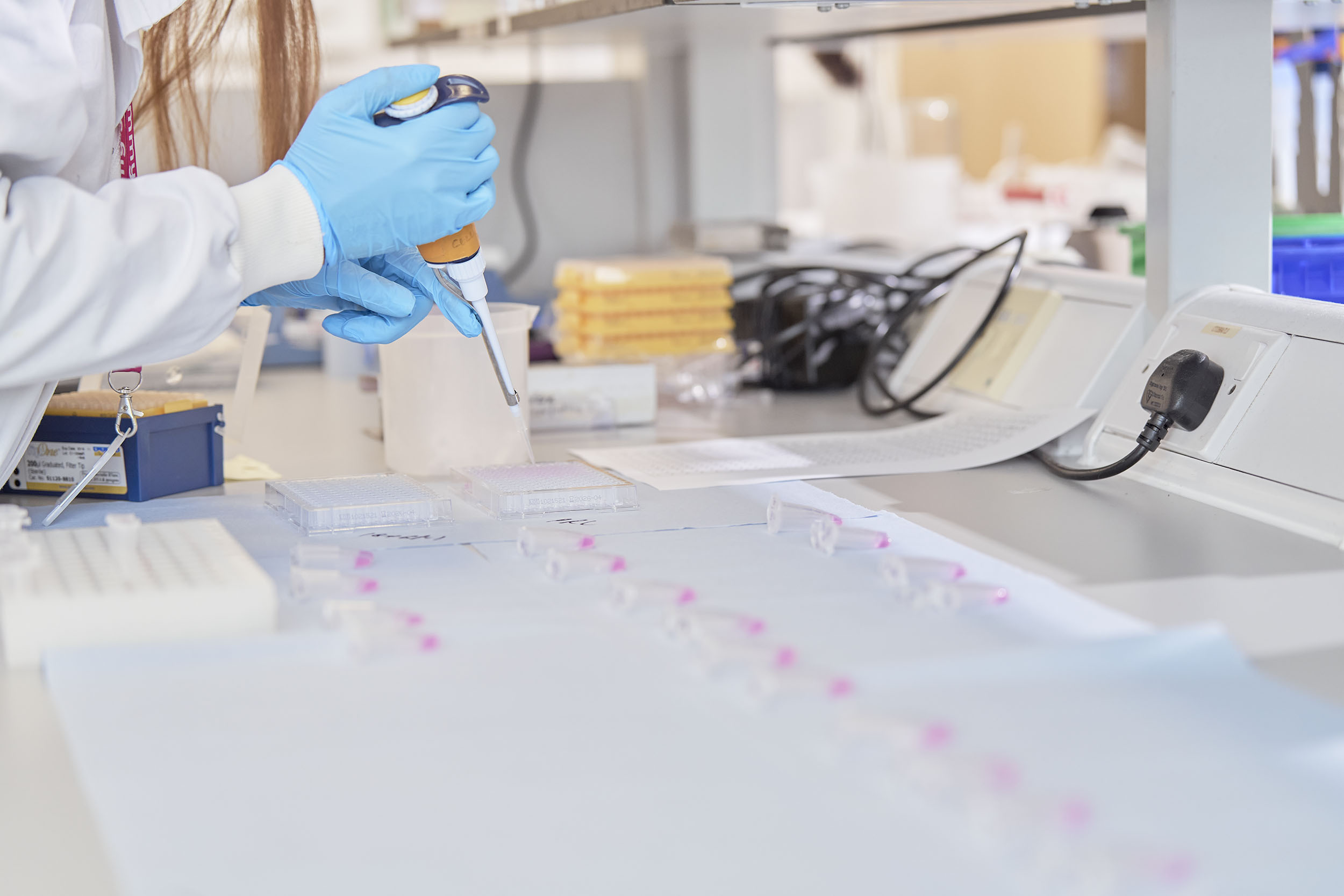 Researcher working in lab