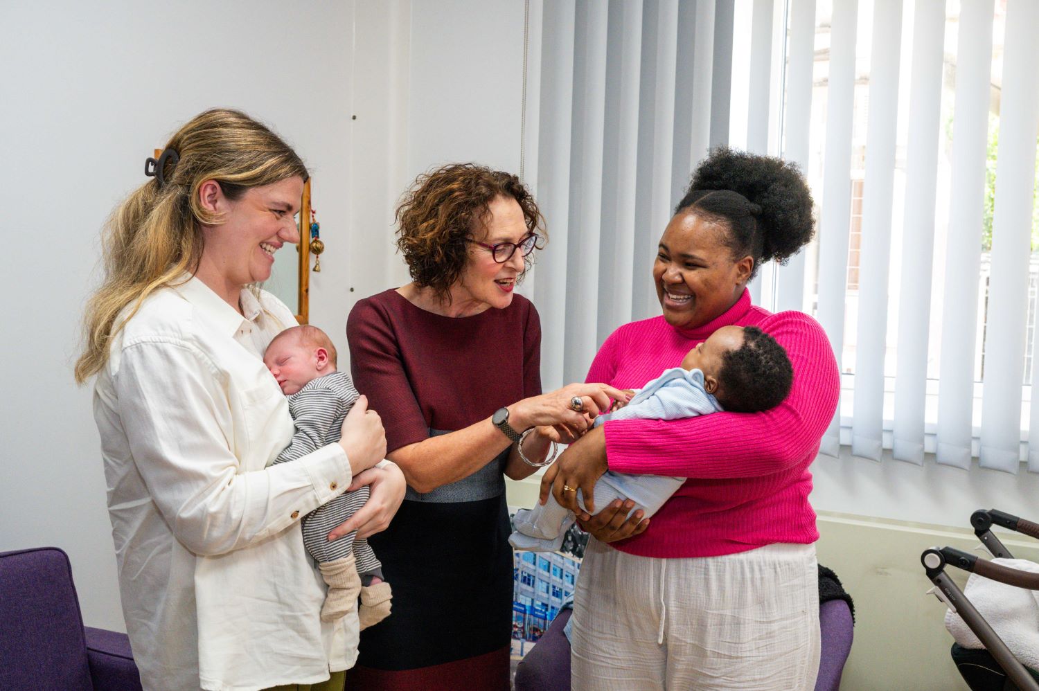 Baroness Merron meetng patients and babies supported by the Tommy's National Centre for Miscarriage Research