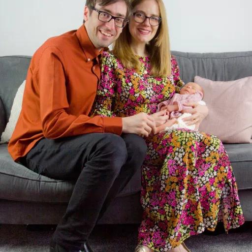 Jen, Adam and baby Charlotte